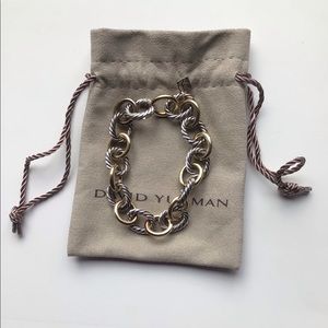 DAVID YURMAN STERLING SILVER 925 AND 18K OVAL LINK LARGE BRACELET 8.5"